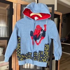 Vintage y2k spiderman zipper up hoodie appliqué boy embroidered sweatshirt